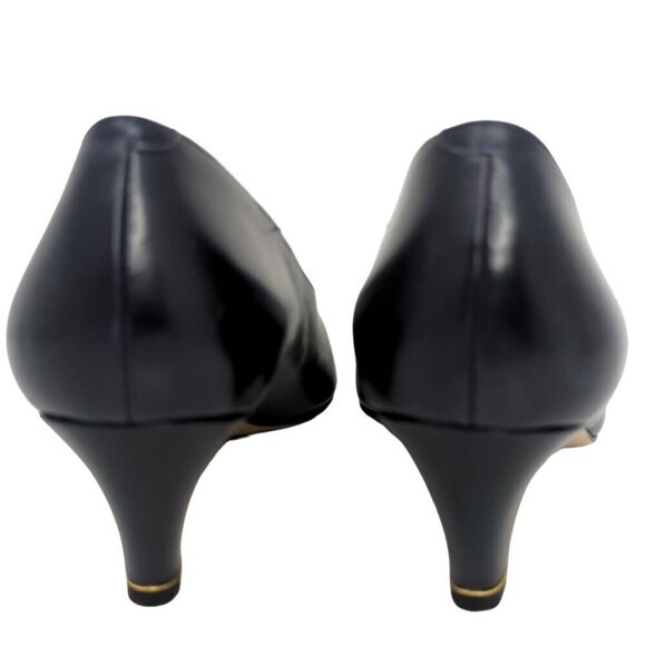 David Evins Vintage Black Leather Heels, Women's 5.5B - Picture 3 of 7